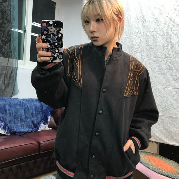 빈티지 웨스턴 모직 블루종 자켓 