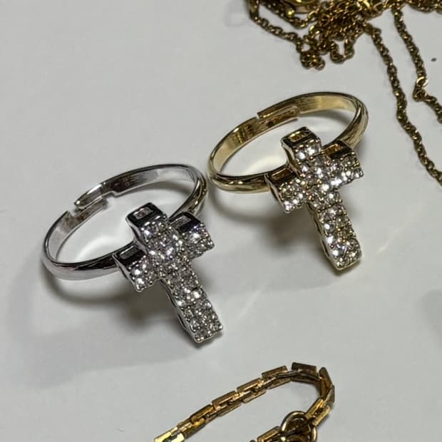빈티지 악세사리 십자가 반지 실버 골드 갸루 펑크 y2k