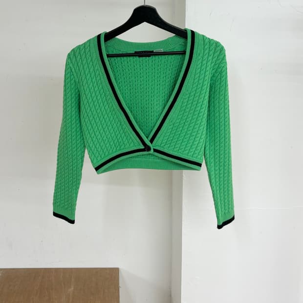 앨리스 앤 올리비아 그린 케이블 니트 가디건