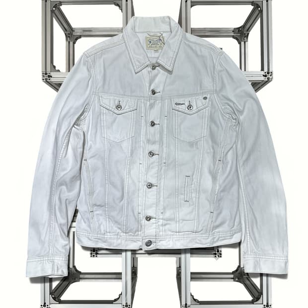 Diesel White Damaged Cotton Trucker