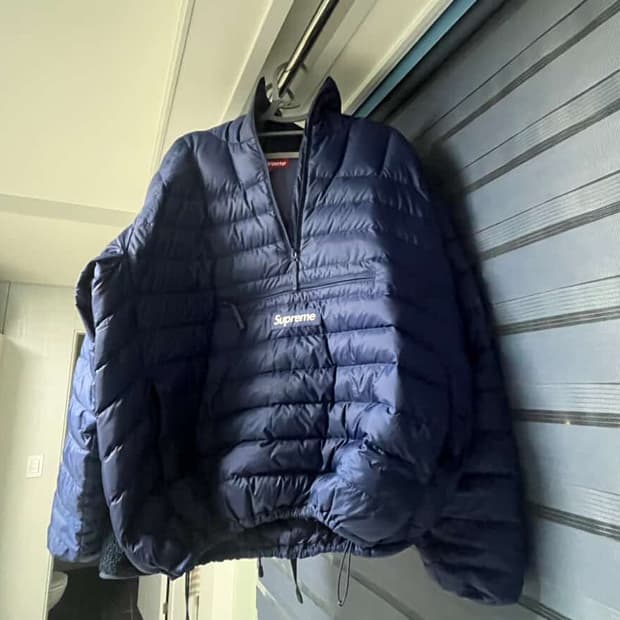 슈프림 마이크로다운 하프집 후드풀오버 경량패딩