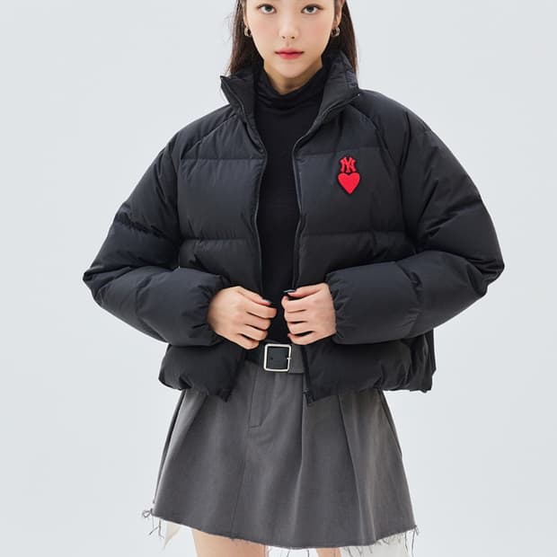 엠엘비 하트로고 크롭패딩 