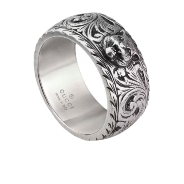 구찌 펠린 헤드 실버 링 19호