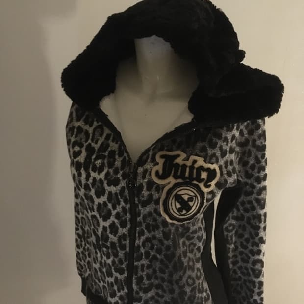 Gyaru leopard pattern hood zipup