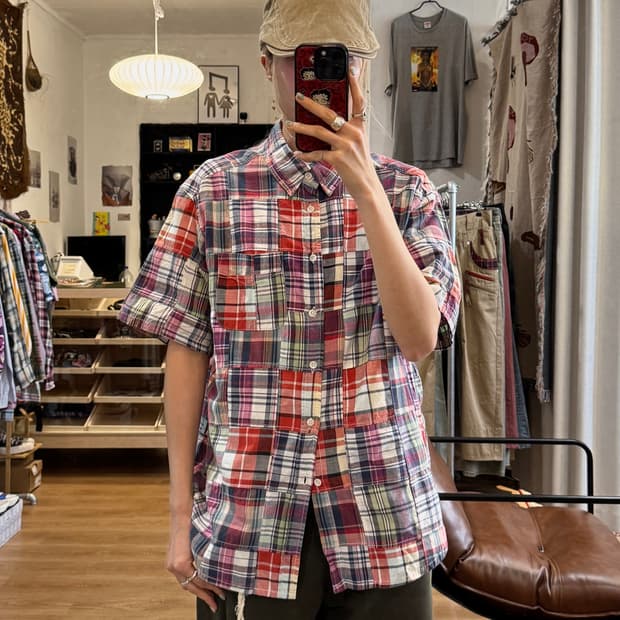 Kansai jeans 간사이진스 체크 반팔 셔츠