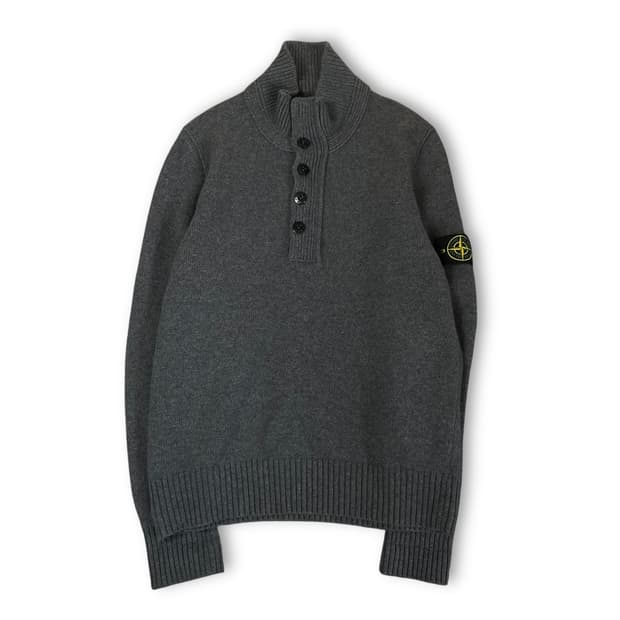 스톤아일랜드 그레이 버튼 하이넥 니트 맨투맨 L