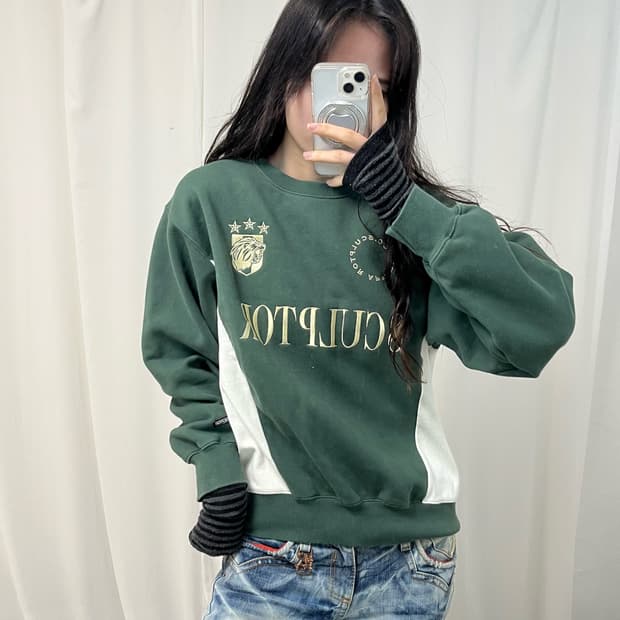 SCULPTOR Dark Green Soccer Sweatshirt 