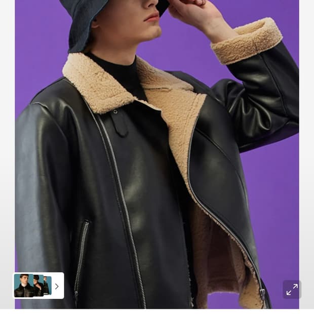 콜릿 오버핏 무스탕 플리스 자켓 블랙 베이지