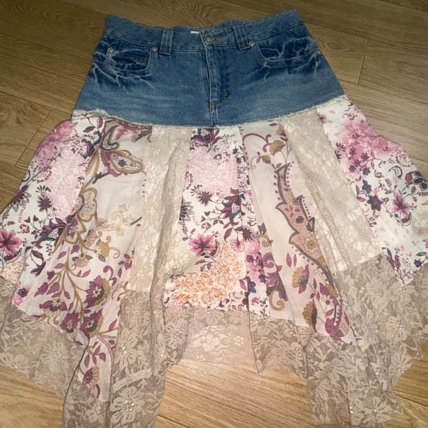빈티지 모리걸 청 레이스 치마 