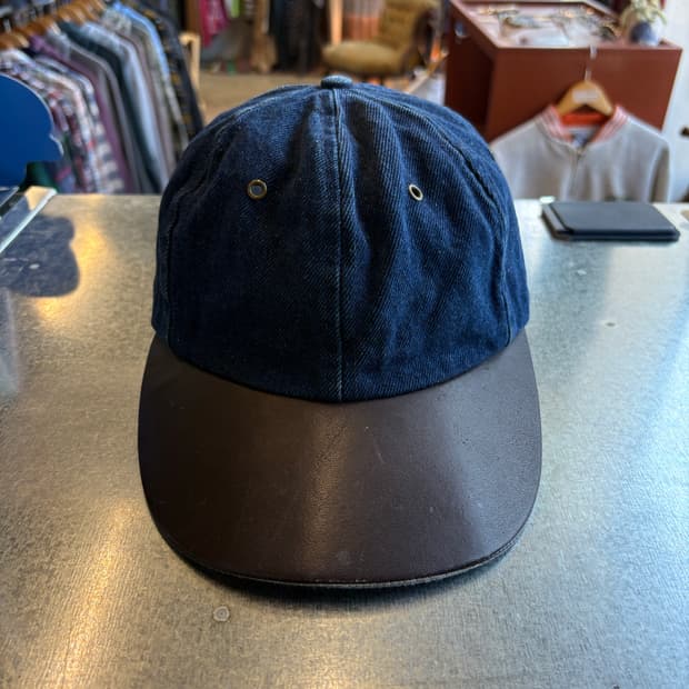90s USA 에디바우어 리얼 레더 데님 캡