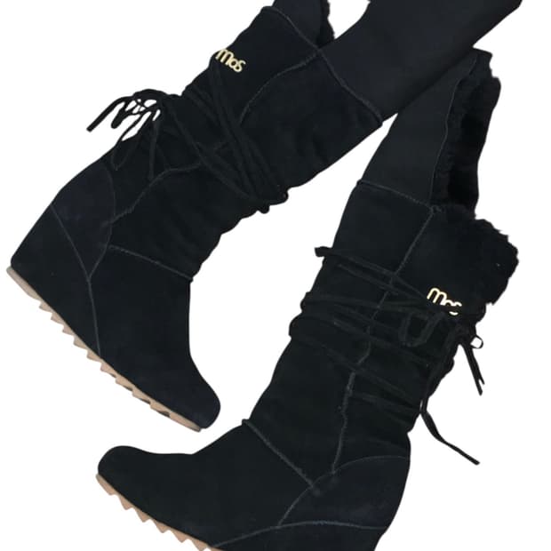 fur wedge heel boots 240-245
