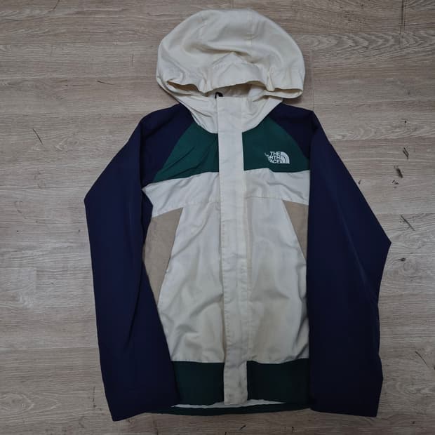 노스페이스 키즈 배색 후드 바람막이 자켓 150(10~11세)
