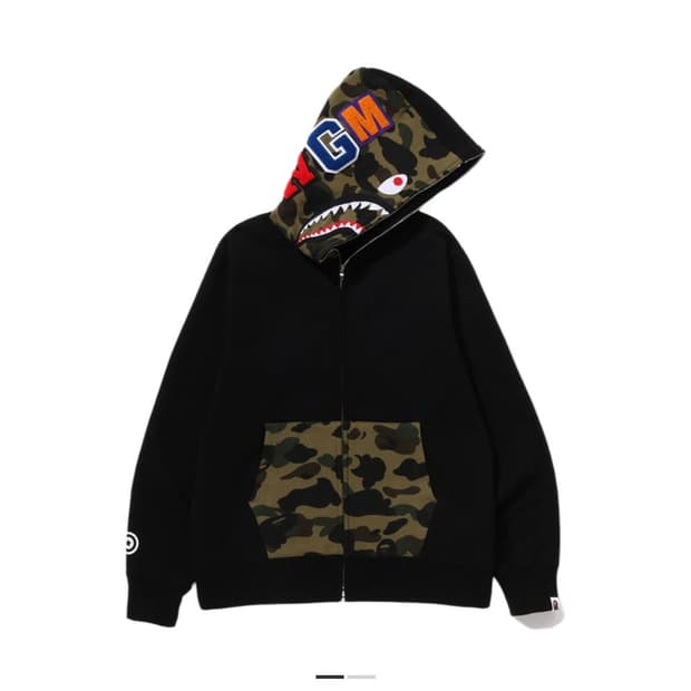 베이프 샤크 후드집업 블랙컬러 m