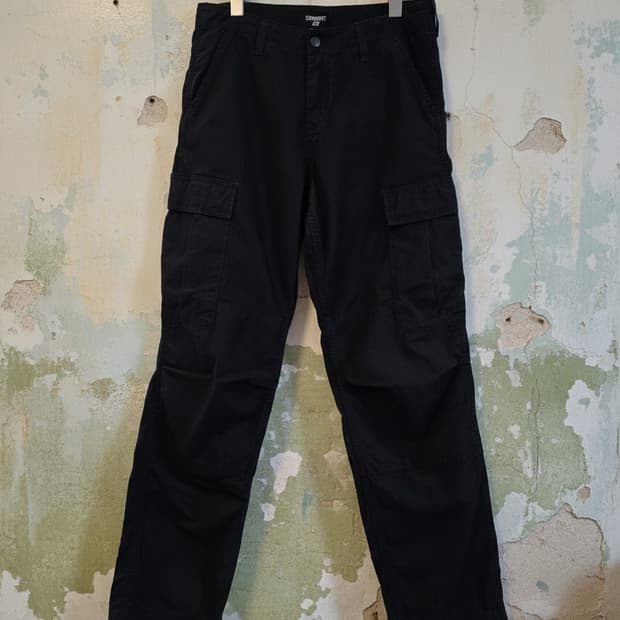 칼하트 블랙 레귤러 카고 바지 30x32