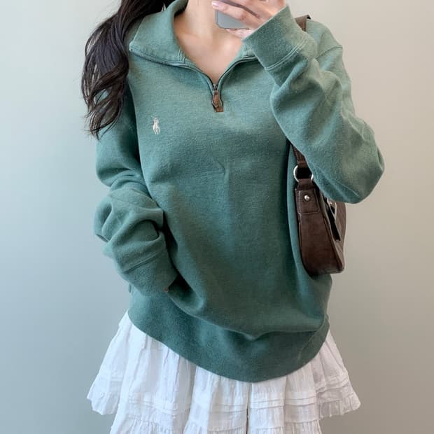 폴로 반집업 니트 