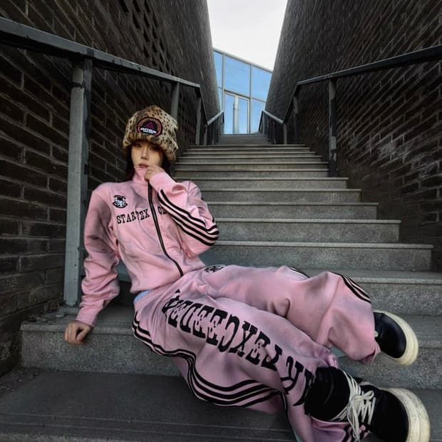 Pink Washed Zip Hoodie Two-Piece Set