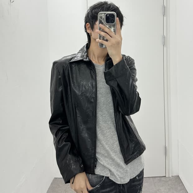 Vintage fake leather 2 way jacket