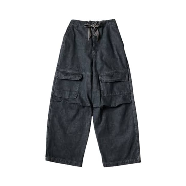 캐피탈 14온즈 블랙 X 키나리 데님 셔벨 버기 팬츠 블랙 키나리