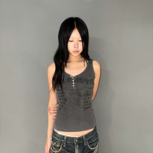 Printing button-up sleeveless