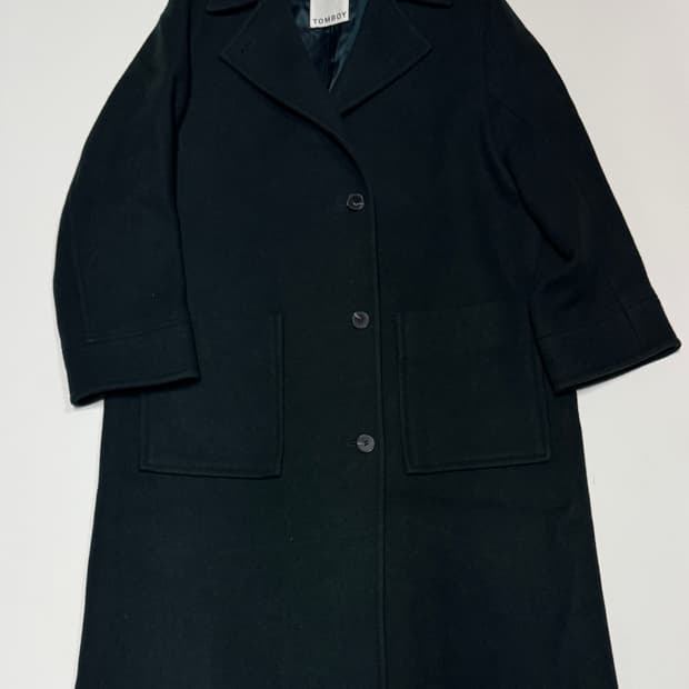 여성 톰보이 Tomboy 다크 그린 울 롱 코트