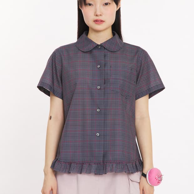 복복 마미 셔츠 네이비 체크