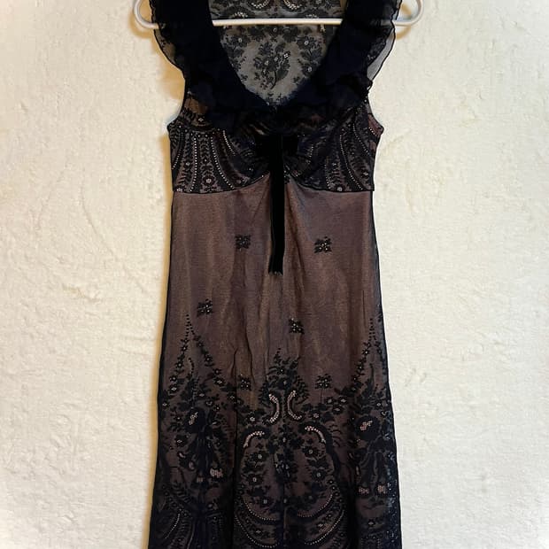 빈티지 고딕 레이스 리본 슬리브리스 원피스