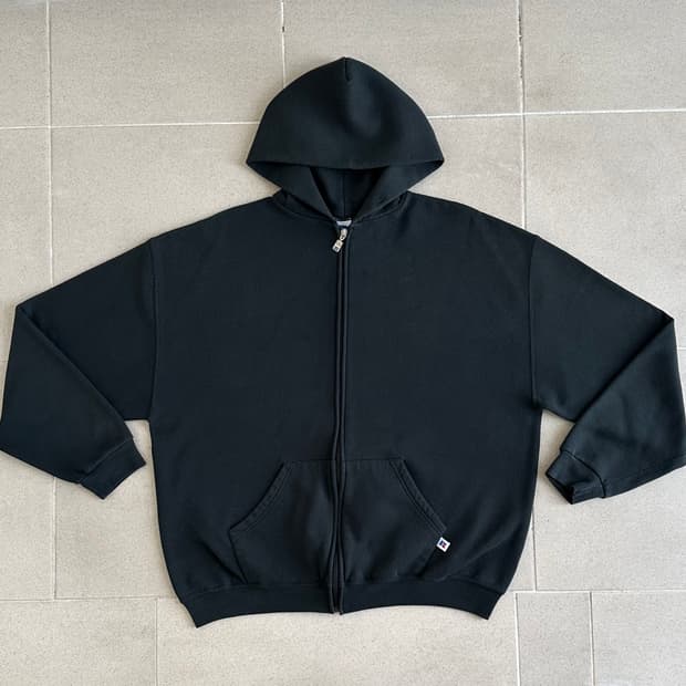 90s 빈티지 러셀 후드집업 블랙 XL
