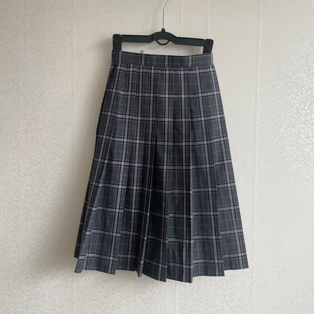 갸루 모리걸 일본 빈티지 교복st 체크 플리츠 미디스커트 