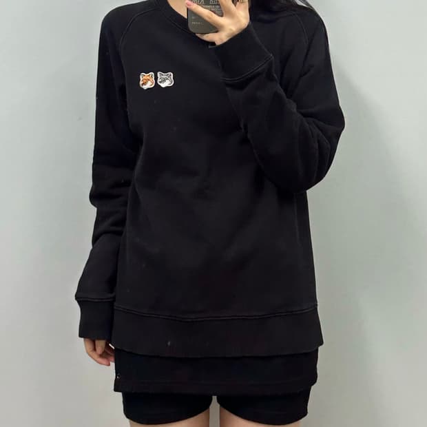 메종키츠네 더블 폭스헤드 블랙 맨투맨