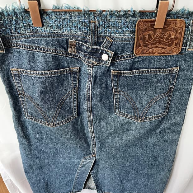 D&G tweed-fringe denim skirt