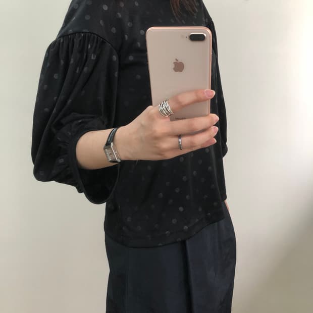 꼼데 가르송 퍼프슬리브 도트 탑