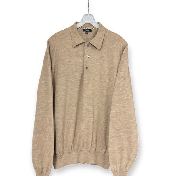 버버리 기마로고 카라넥 베이지 니트