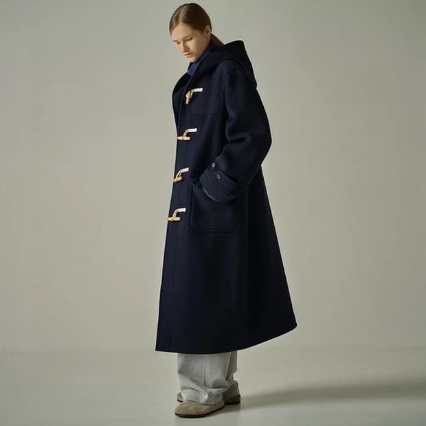 [S] 파사드패턴 캐시미어 더플코트 네이비