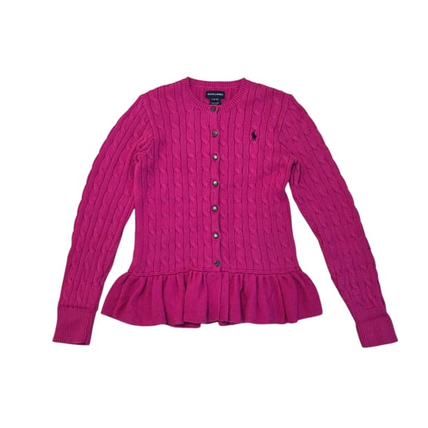 Ralph Lauren 폴로 랄프로렌 핑크 꽈배기 프릴 가디건