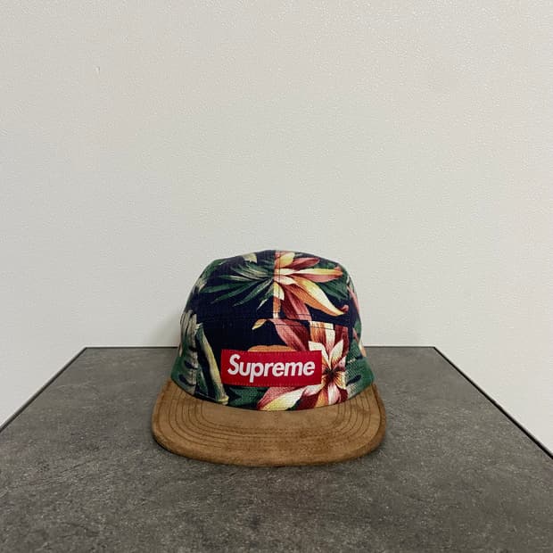 슈프림 스웨이드 바이저 플로랄 레드 박스로고 캠프캡 모자
