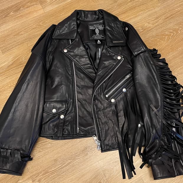 HOLY NUMBER 7 프린지 램스킨 라이더 자켓 