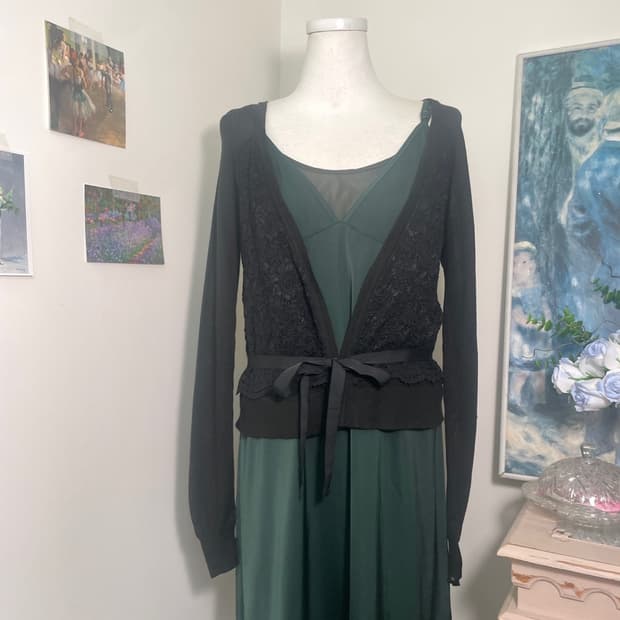 black lace wrap cardigan(size-F)