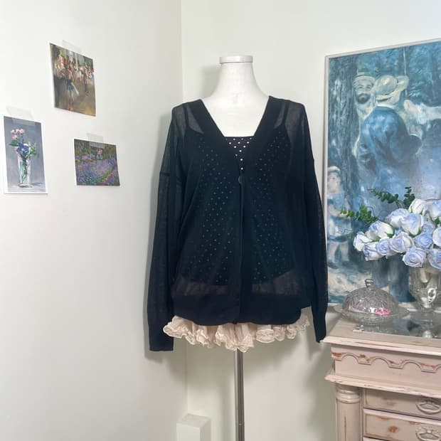 black sheer cardigan&star pattern sleeve