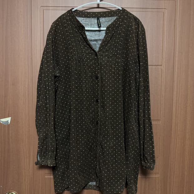 모리걸 하구미 일본 빈티지 브라운 코듀로이 잔도트 긴팔 블라우스