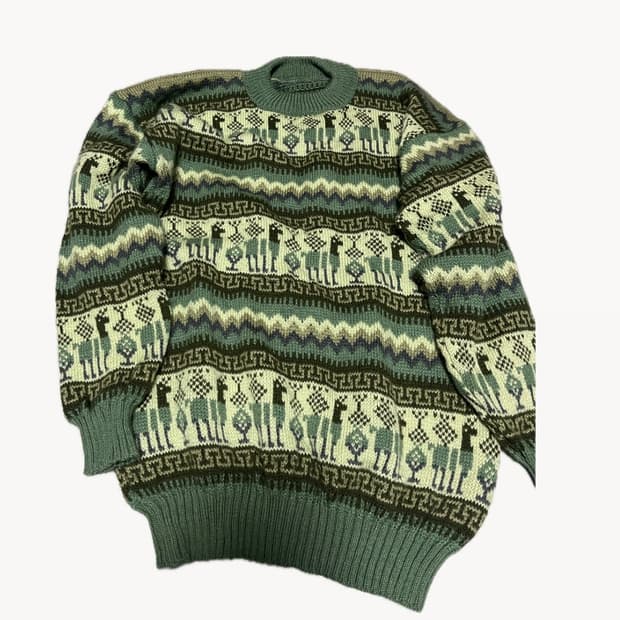 빈티지 노르딕 모리 니트 스웨터 그린