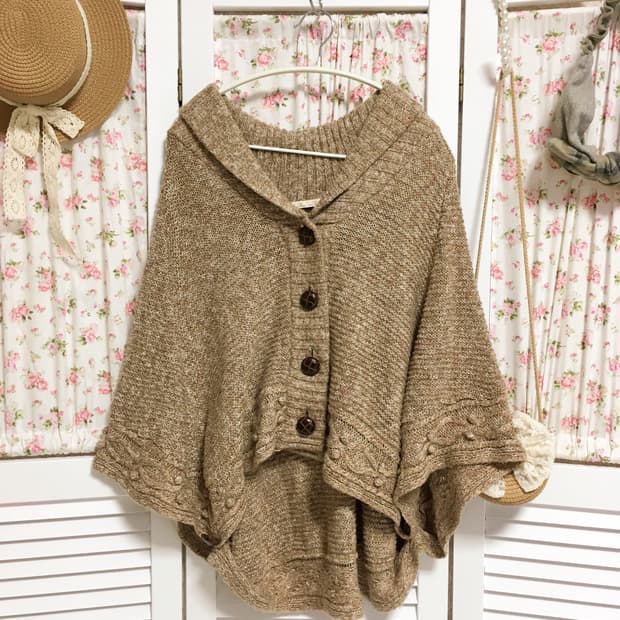 빈티지 메론빵단추 케이프