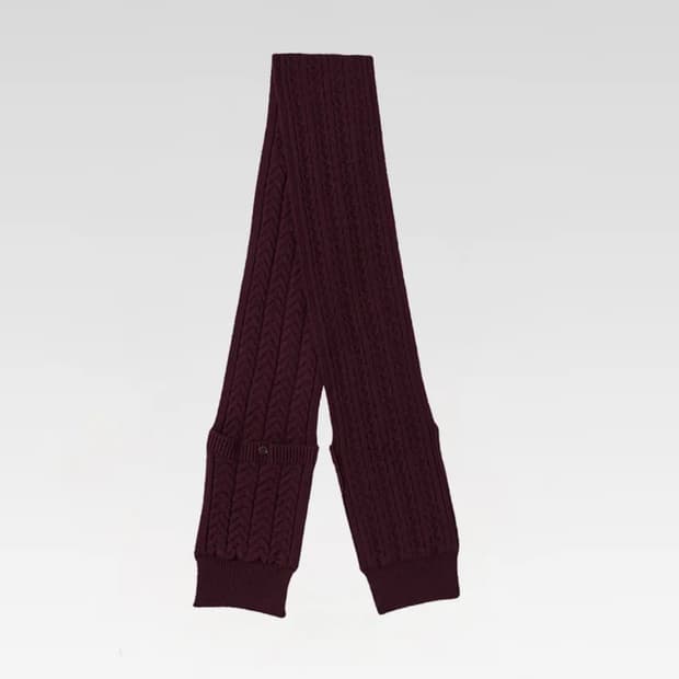 (새상품) 애프터프레이 럭스 케이블 니트 포켓 머플러 버건디