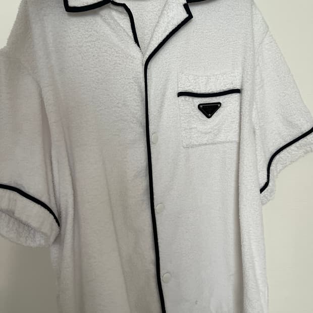 [XL] 프라다 테리 볼링 반팔 셔츠 화이트