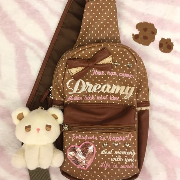 Dreamy 쿠키 도트 바디백 라떼갸루 땡땡이 핀터레스트 슬링백