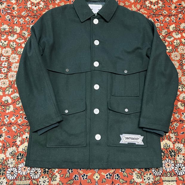 [L] 킴존스 X GU 콜라보 울 블렌디드 워크 코트 자켓 그린