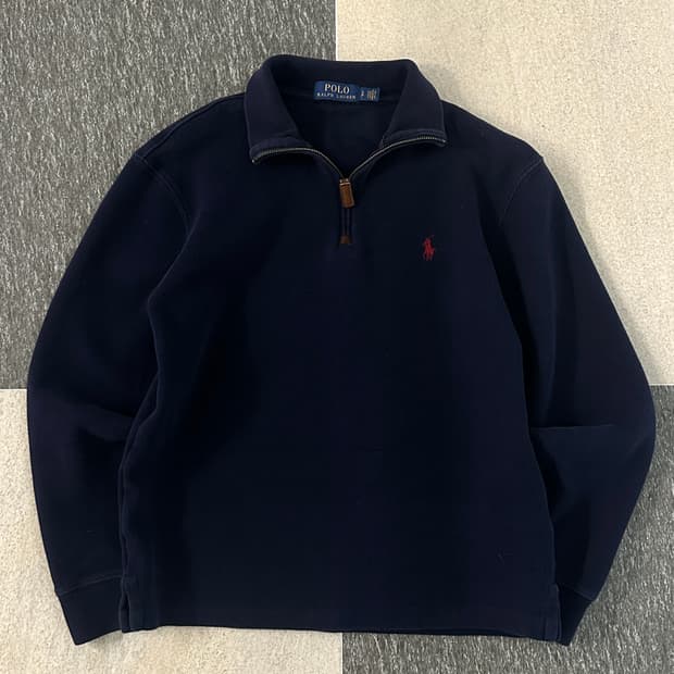 폴로 랄프로렌 네이비 코튼 하프집업 