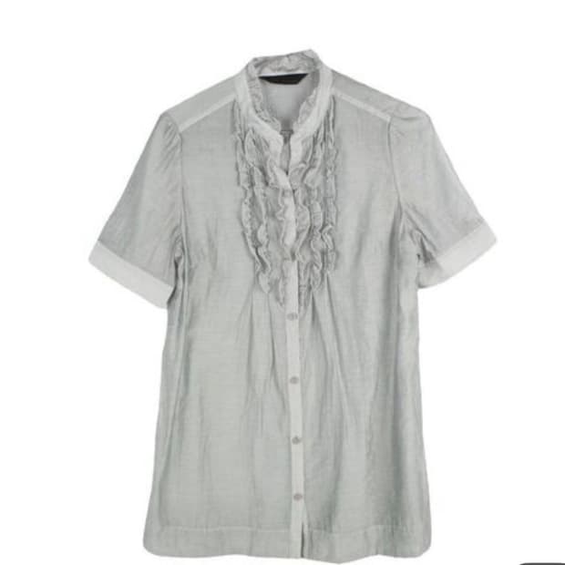 셔링 포인트 반팔 블라우스