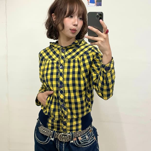 Yellow Tartan Checkered Hoodie Jacket