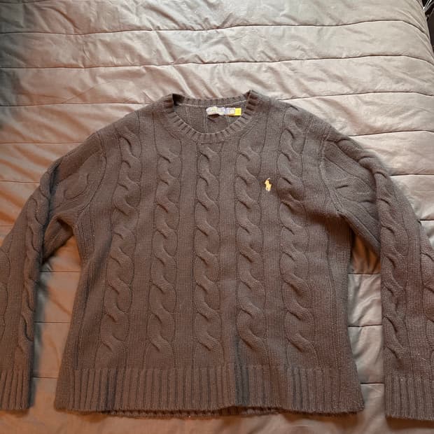 폴로 랄프로렌 울 캐시미어 꽈배기 니트 L