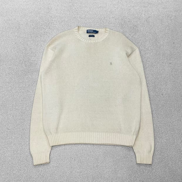 폴로 랄프로렌 포니 로고 코튼 라운드 니트 아이보리